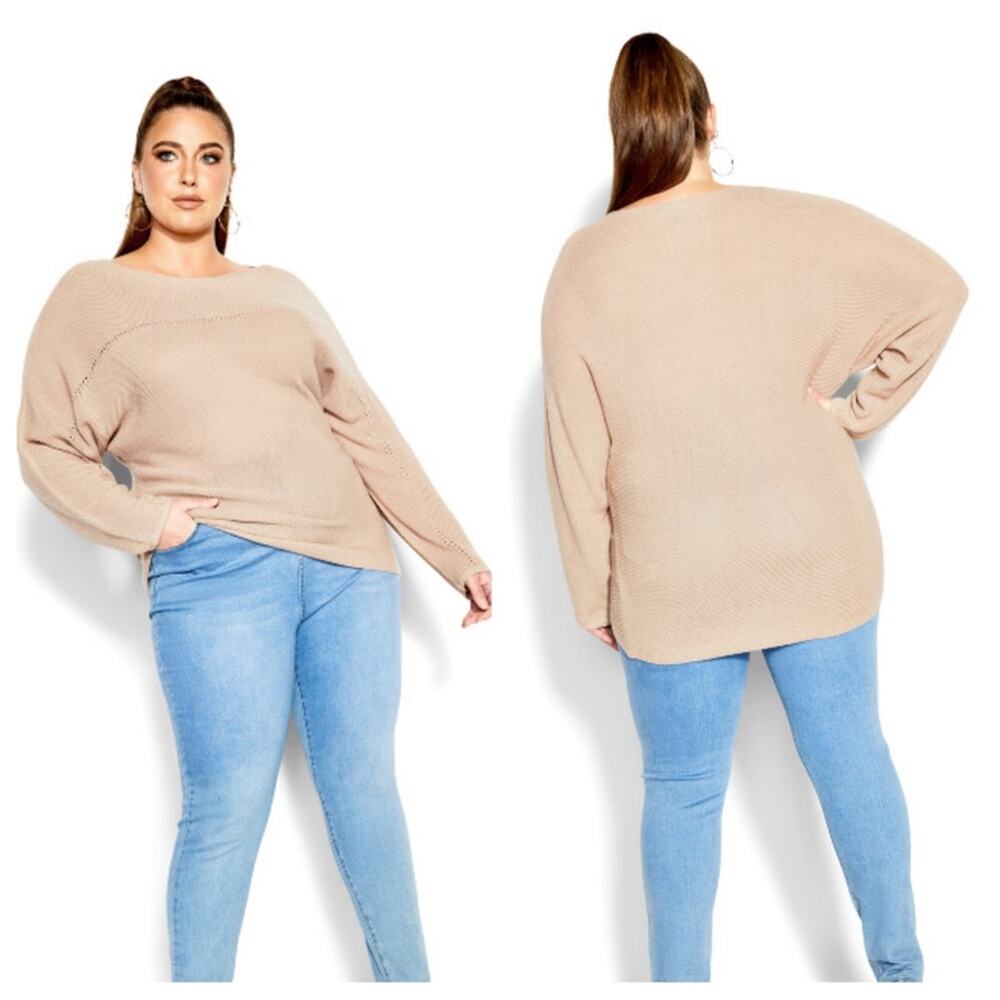 NWT City Chic Wool Blend Romance Sweater in Soft Sand - Size L (20)
